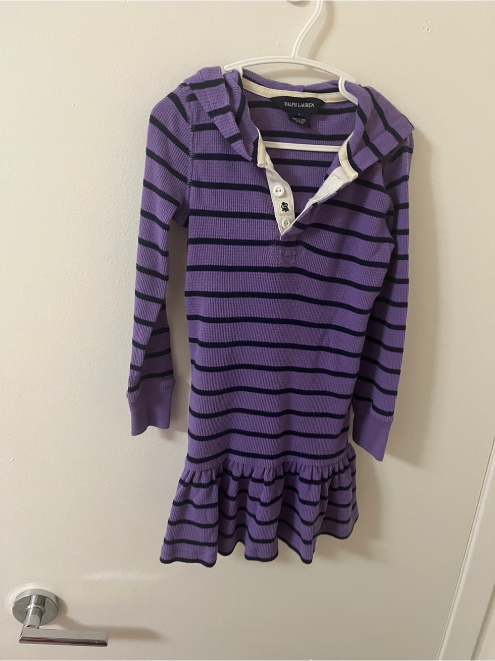 Ralph Lauren Purple and Black Striped Hooded Knit Dress